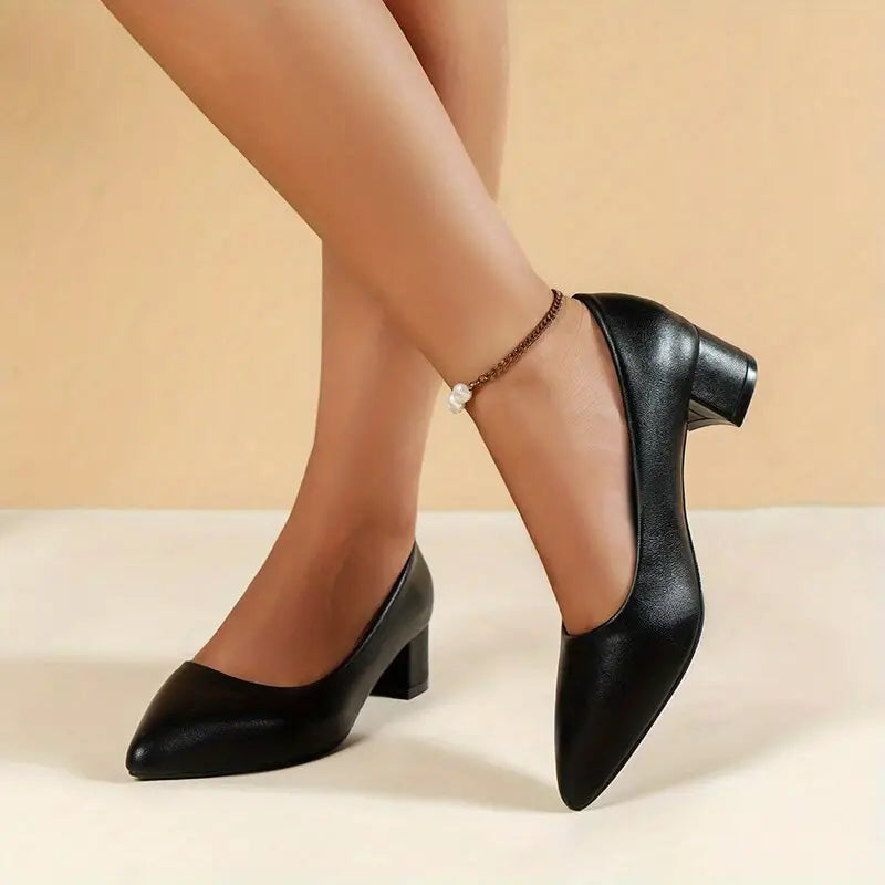 Chunky Heels Work Shoes