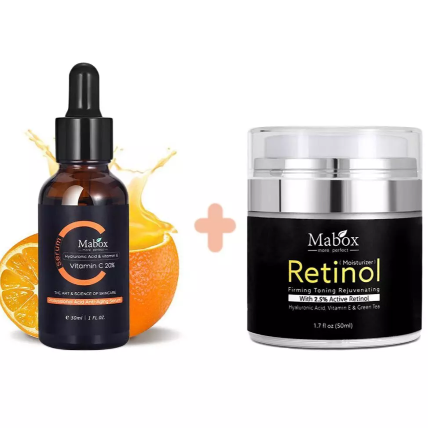 Mabox Vitamin C Serum; Mabox 2.5% Retinol Moisturizer Face Cream