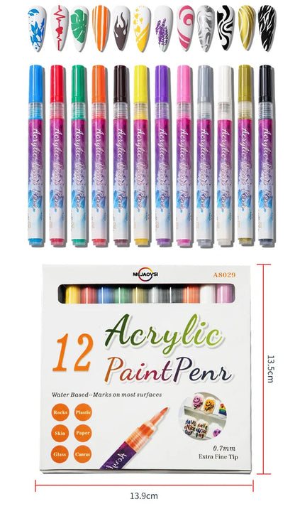 Nail Art DIY Paint Pen Set (12Pcs/Pack)