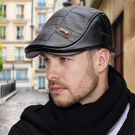 Jamont Leather Baseball Cap / Beret Hat