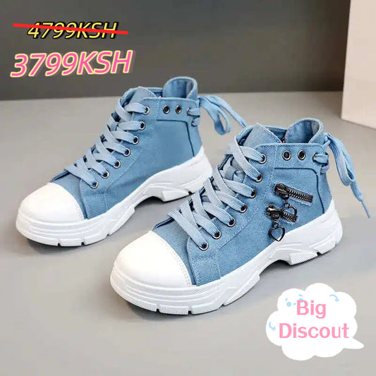 Women's High-top Denim Shoes