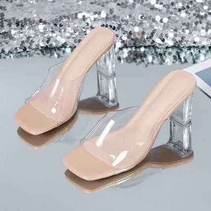 Transparent Open Toe Block Heel Sandals